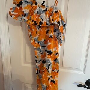 Vero Moda Orange and Black Floral Jumpsuit